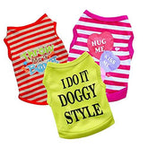 KUTKUT Combo of 3 Sleeveless Cotton Sweat Shirt for Puppy, Small Dog and Cat (Size: L, Chest Girth 45cm, Back Length 35cm) - kutkutstyle